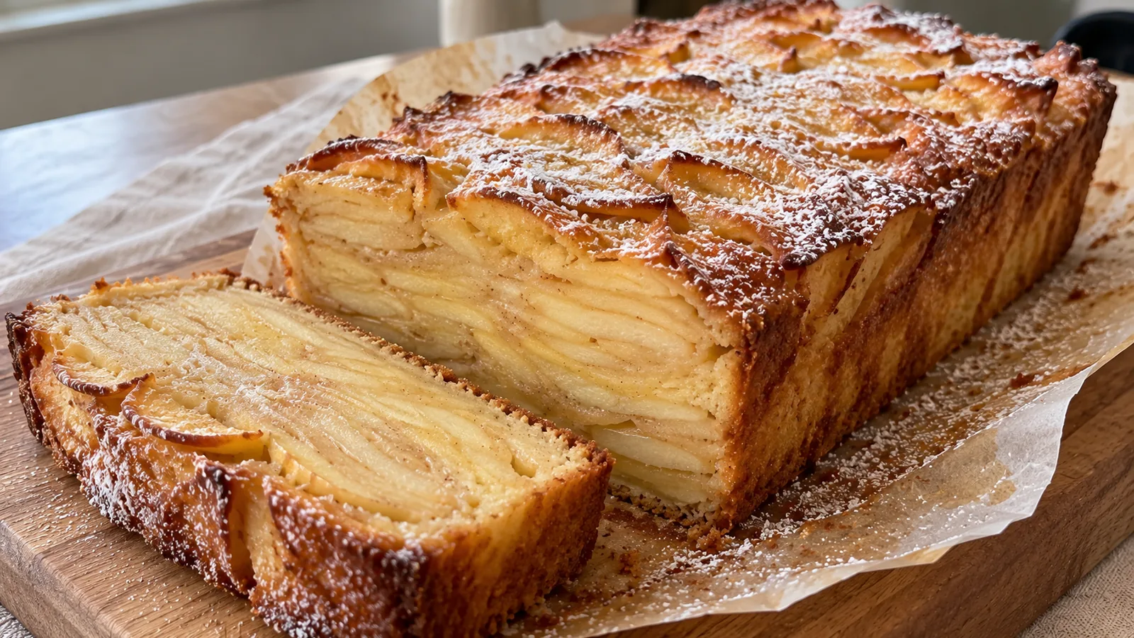 Francúzsky vrstvený jablkový koláč s minimom cesta (Gâteau invisible aux pommes)