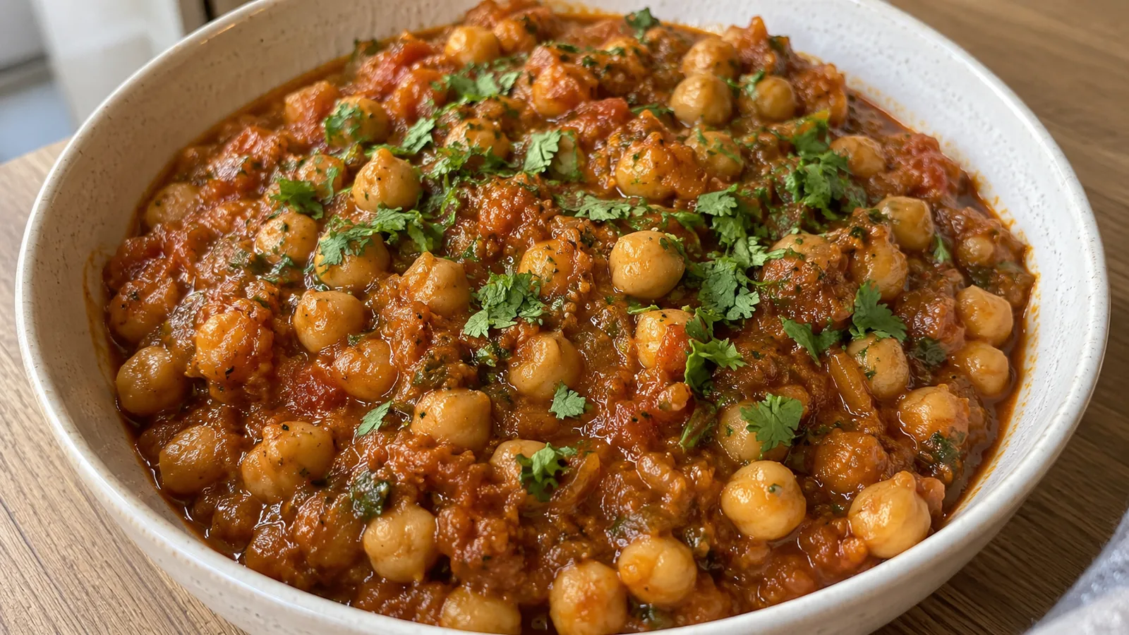 Indický dusený cícer v korenistej paradajkovo-cibuľovej omáčke (Chana Masala)