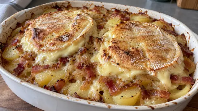 Savojské zapekané zemiaky so syrom Reblochon, slaninou a bielym vínom (Tartiflette)