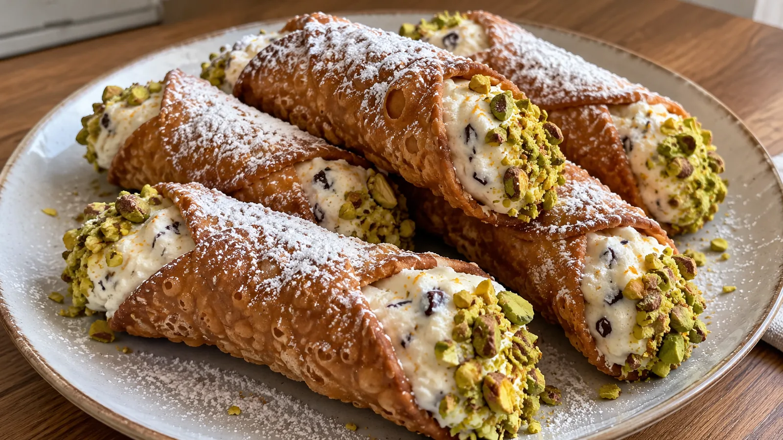 Tradičné sicílske chrumkavé trubičky Cannoli plnené krémom z ricotty