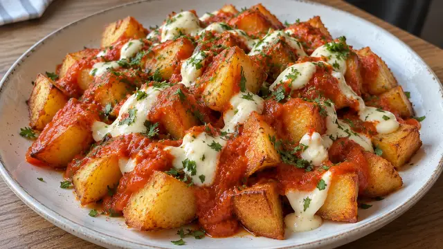 Tradičné španielske zemiaky v pikantnej paradajkovo-paprikovej omáčke (Patatas Bravas)