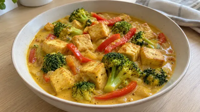 Tofu na kari s kokosovým mliekom a brokolicou